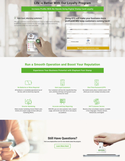 Elephant Foot Stamp Landing Page